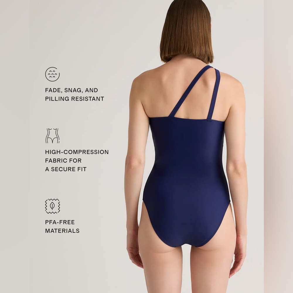 NWT Quince One-Shoulder Swimsuit in Navy Blue Sz XL - Picture 4 of 13